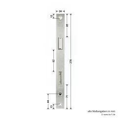 Hörmann Einsteck-Rohrprofilschloss KFV Für Schlupf-und Nebentüren, PZ -Wohnaccessoires 3095108 hoermann einsteck rohrprofilschloss 1314 fuer schlupf und nebenturen pz stulp breite laenge