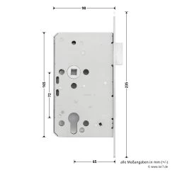 Hörmann Panikschloss 1201 PZ Für Stahltüren, Links -Wohnaccessoires 478749 hoermann panikschloss 1201 pz dornmass 65 funktion e li masse seite