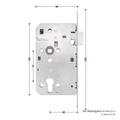 Hörmann Panikschloss ECO 112, Funktion D, Auswärts -Wohnaccessoires 478765 hoermann panikschloss eco 112 funktion d auswaerts links masse seite