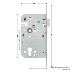 Hörmann Panikschloss ECO 115, Funktion D, Einwärts -Wohnaccessoires 478773 hoermann panikschloss eco 115 funktion d einwaerts links edelstahstulp masse seite